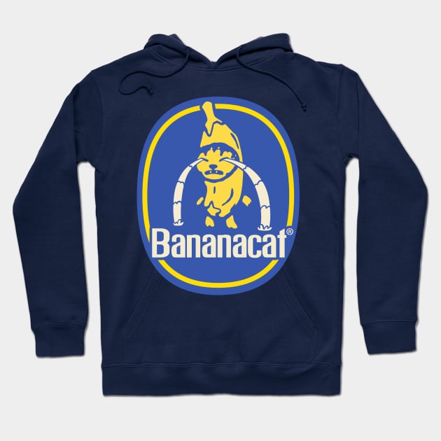 Banana Cat Meme | Sad | Banana Brand Sticker Hoodie by anycolordesigns